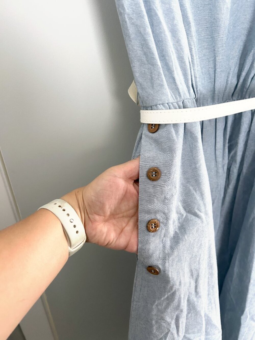 Nanette Lepore Chambray Belted Mini Dress Coastal Chic Summer Size 12 - Picture 3 of 9